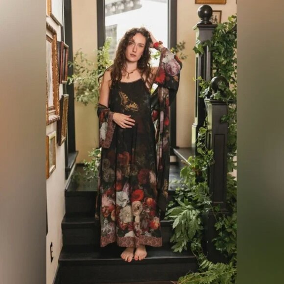 ⭐️MARKET OF STARS⭐️ FLIGHT OF FANCY BOHÉME SLIP MAXI DRESS Size S/M Whimsigoth - Picture 2 of 9